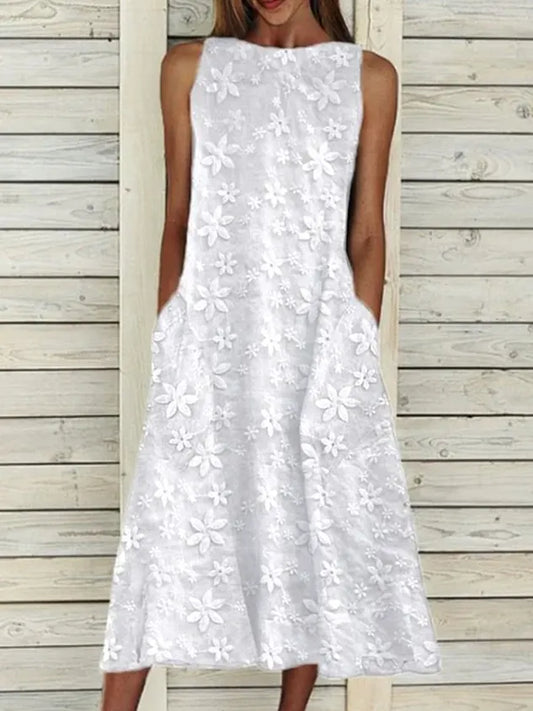 Linen Plain Cotton And Linen Dress